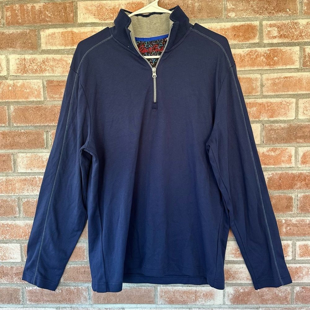 Robert Graham Quarter Zip Sweatshirt Navy Blue Classic Fit Men’s Large